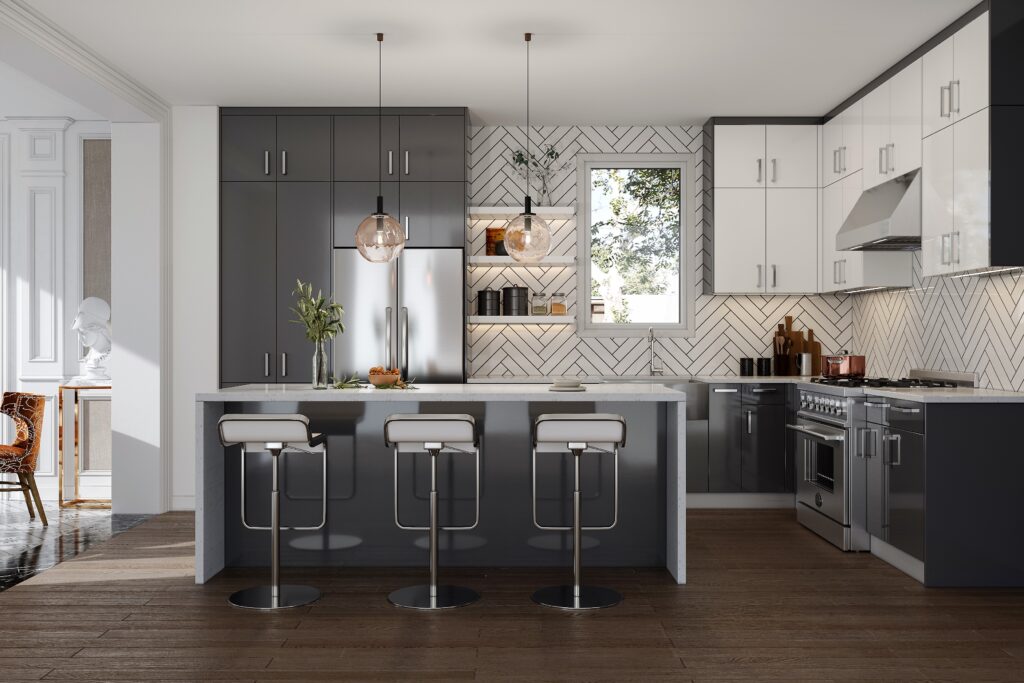 Glossy Gray Kitchen
