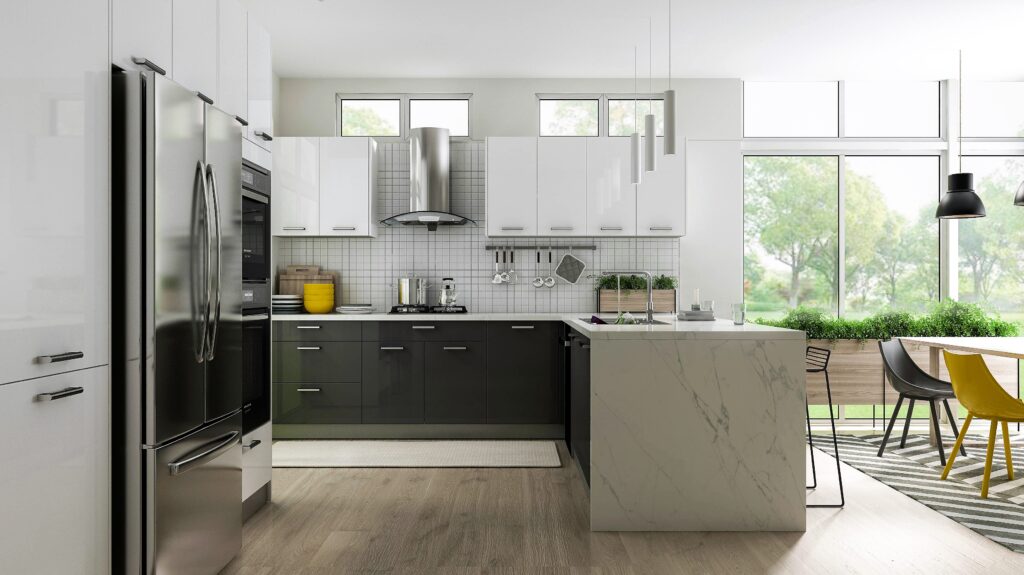 Glossy Gray Kitchen