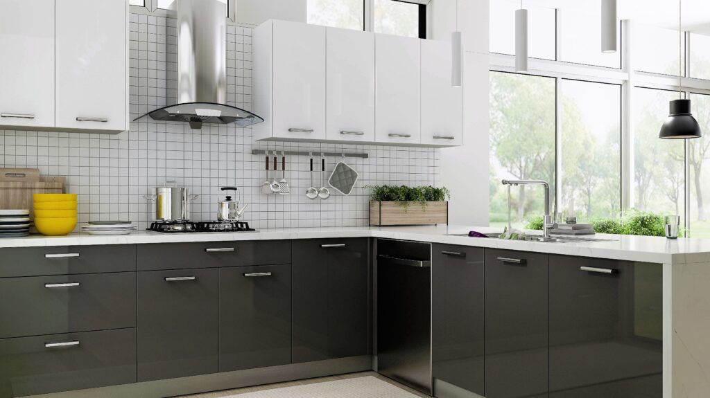 Glossy Gray Kitchen